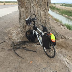 Trying to find shelter from the wind.  Looks like someone tried to make a fire here.