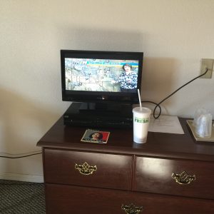 Big screen TV at the Americanna Inn