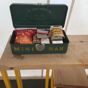 Mini bar in my Marfa, TX tent