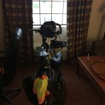 My bike looking out at the rain. It just doesn't get tired like me.